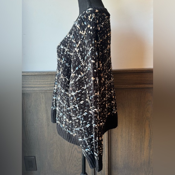 Like love Black Blue White chunky knit Patterned Sweater Large - Picture 3 of 7